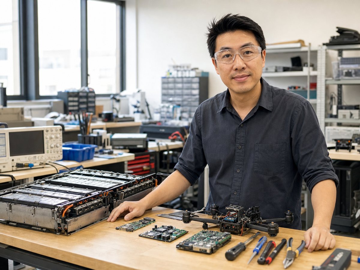 Kevin Cheng at his workbench
